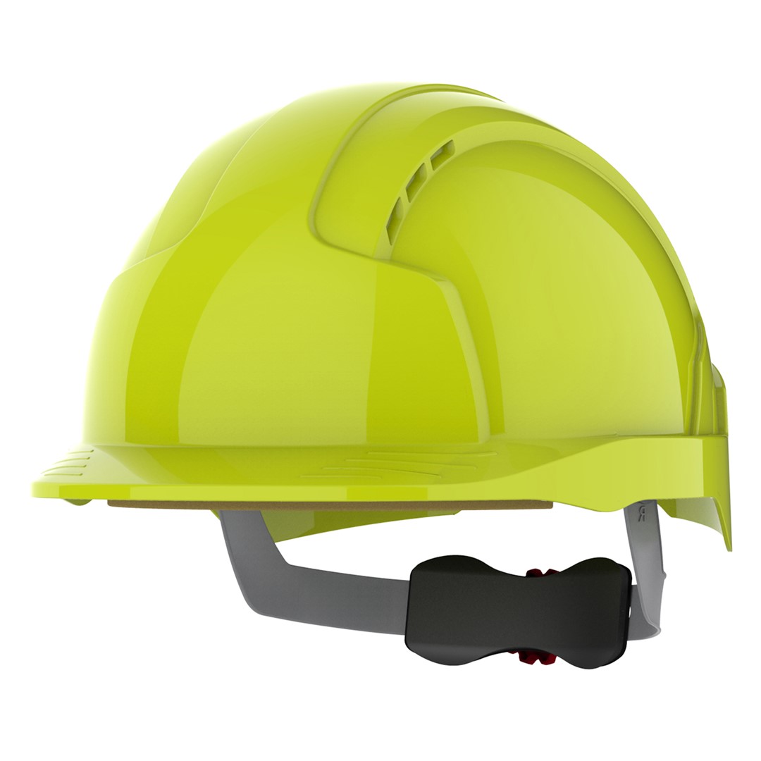 Kask ochronny EVOLite wentylowany regulacja na pokrętło śrubowa HI-VIS żółty - JSP